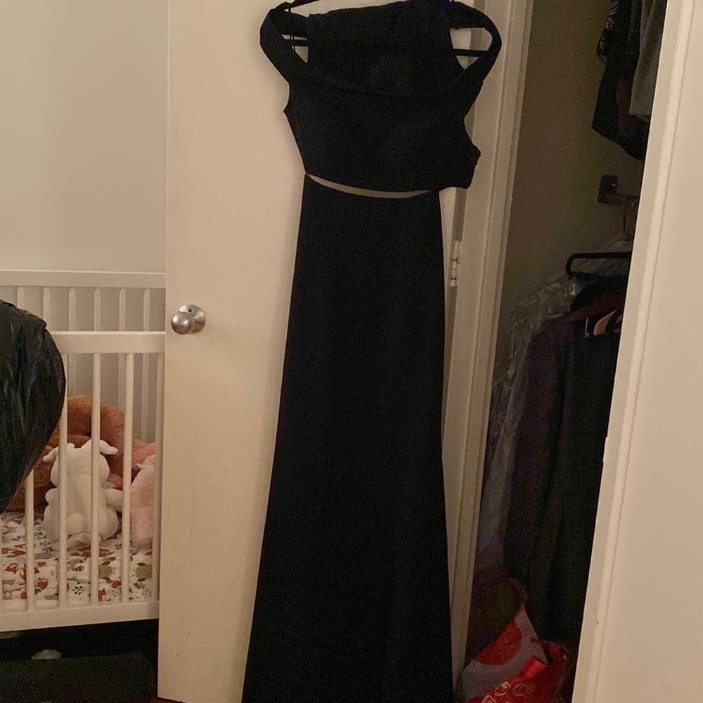 KaufmanFranco black off the shoulder gown